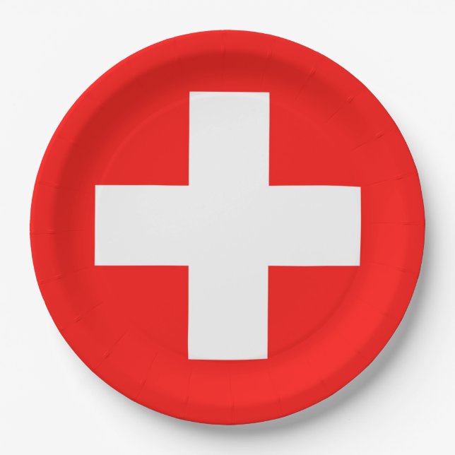 Swiss flag paper plate (Front)