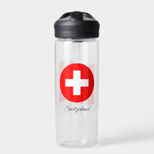 Swiss Flag, patriotic Switzerland Water Bottle