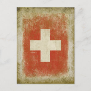 Swiss Flag Postcard in Cool Vintage Style