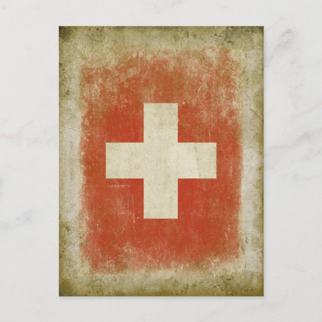 Swiss Flag Postcard in Cool Vintage Style (Front)