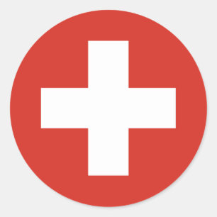 Swiss Flag Red Cross Classic Round Sticker