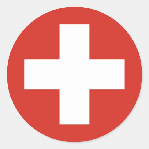 Image of Swiss Flag Red Cross Classic Round Sticker