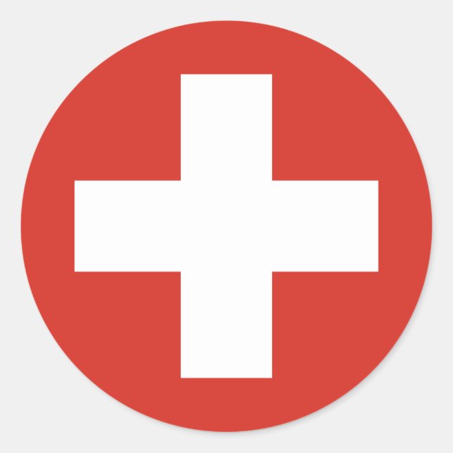 Swiss Flag Red Cross Classic Round Sticker (Front)