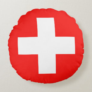 Swiss flag round cushion