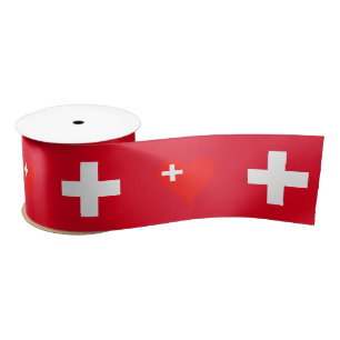 Swiss flag satin ribbon