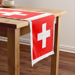 Swiss Flag & Sports fan house decor / Switzerland Short Table Runner