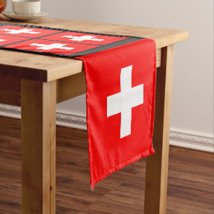 Swiss Flag & Sports fan house decor / Switzerland Short Table Runner