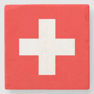 Swiss flag stone coaster