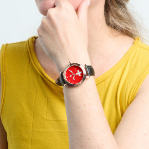 Swiss Flag & Switzerland fashion patriot /sports Watch