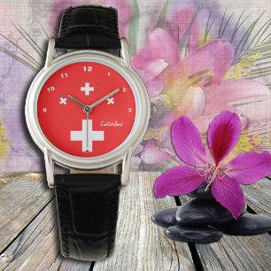Swiss Flag & Switzerland fashion patriot /sports Watch