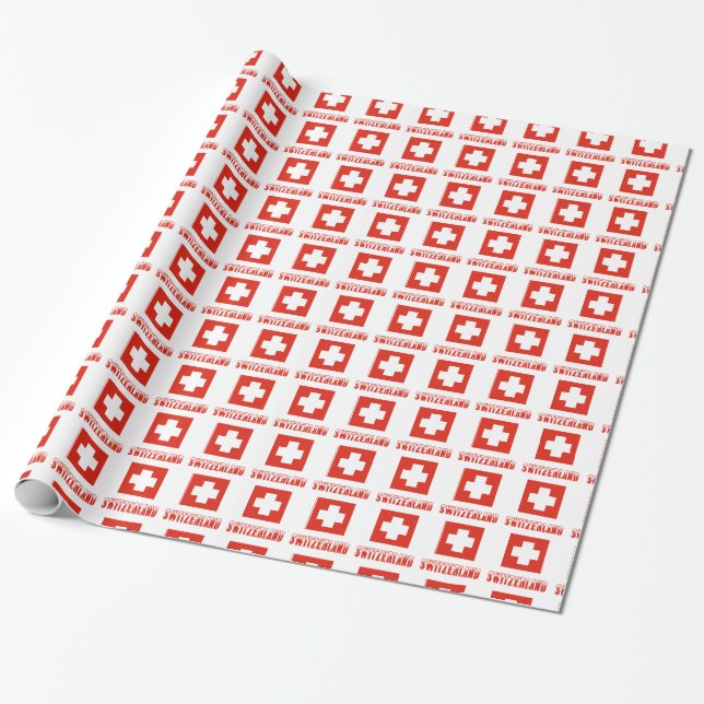 Swiss Flag Switzerland Gift Wrapping Paper (Unrolled)