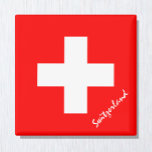 Swiss flag & Switzerland holiday/sports fans Magnet<br><div class="desc">Fridge Magnets: Switzerland & Swiss Flag,  Europe - love my country,  travel,  holiday gifts</div>