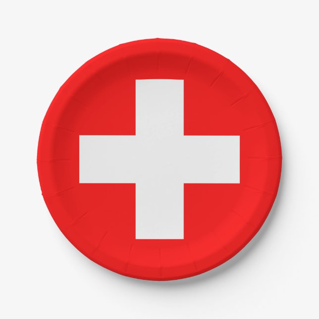 Swiss Flag (Switzerland) Paper Plate (Front)