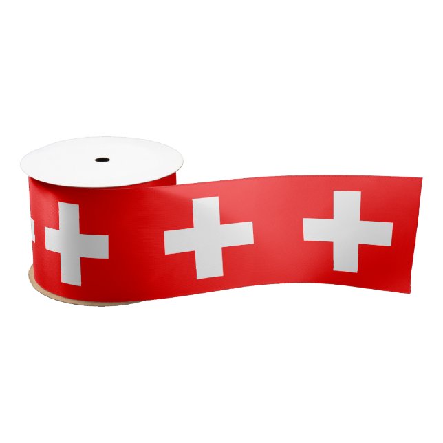 Swiss Flag (Switzerland) Satin Ribbon (Spool)