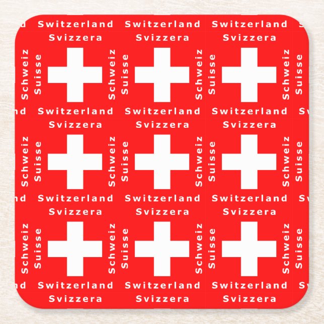 Swiss Flag Switzerland Schweiz Suisse Bundesfeier Square Paper Coaster (Front)
