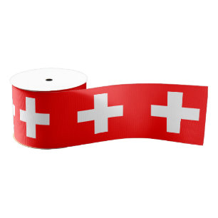 Swiss Flag & Switzerland travel, holiday/sports Grosgrain Ribbon