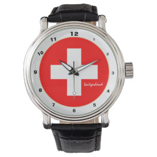 Swiss Flag & Switzerland trendy fashion /design Watch