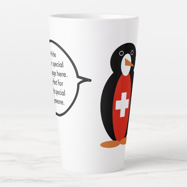 Swiss Flag Talking Ms. Penguin Personalised  Latte Mug (Front)