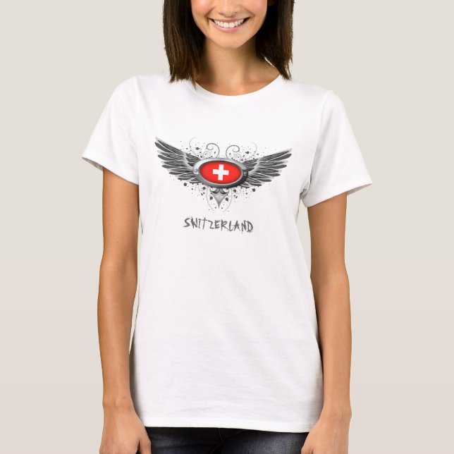 Swiss Flag Wings T-Shirt (Front)