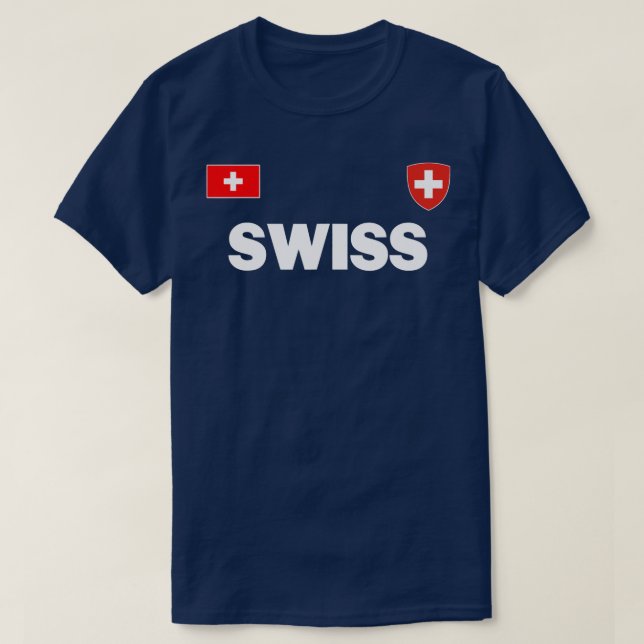 Swiss Football Soccer Jersey Ball Travel Cross  T-Shirt (Design Front)