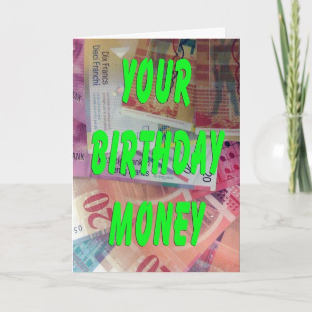Swiss Francs Birthday Money Card (Front)