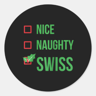 Swiss Funny Switzerland Pajama Christmas Gift Ragl Classic Round Sticker