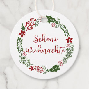 Swiss German Merry Christmas, Custom Favour Tags