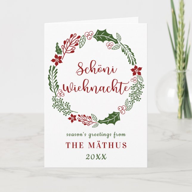 Swiss German Merry Christmas, Custom Holiday Card (Front)