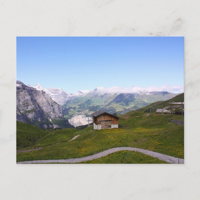 Swiss house and alps postcard (Front)