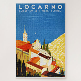Swiss Locarno Riviera Vintage Travel Poster Jigsaw Puzzle