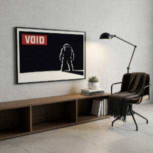 Swiss Minimalist Black Red White Astronaut Space Poster