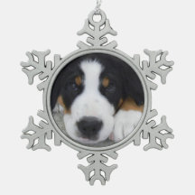 Swiss Mountain Dog Pewter Snowflake Ornament