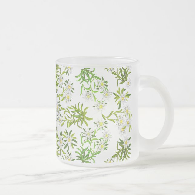 Swiss Mountain Edelweiss Flowers Frosted Mug (Right)