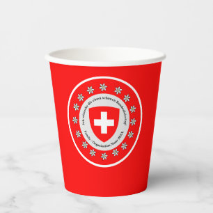 Swiss National Day Switzerland Flag Edelweiss, Red Paper Cups