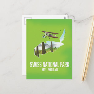 Swiss National Park , Switzerland map Postcard