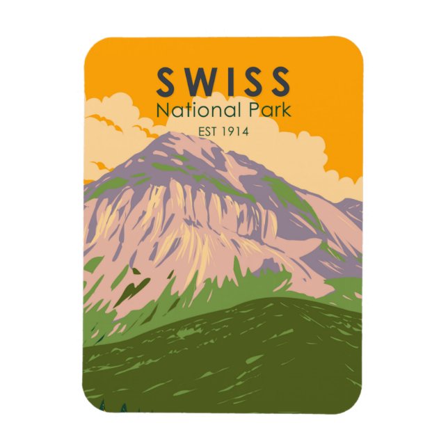 Swiss National Park Switzerland Vintage Magnet (Vertical)