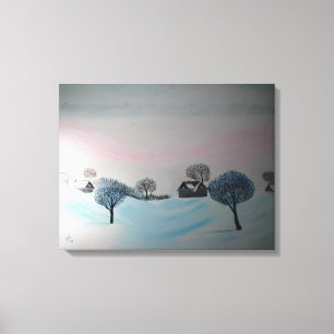 Swiss Opus 3 Winter Scene Village Blizzard Canvas Print