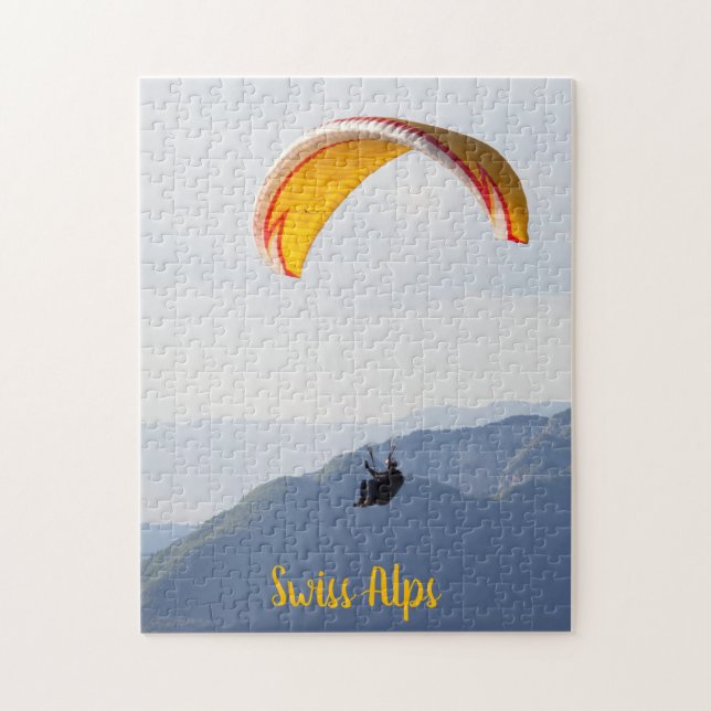 Swiss Paragliding Colourful Orange Jigsaw Puzzle (Vertical)