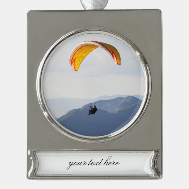 Swiss Paragliding Orange Fabulous Epic Silver Plated Banner Ornament (Front)