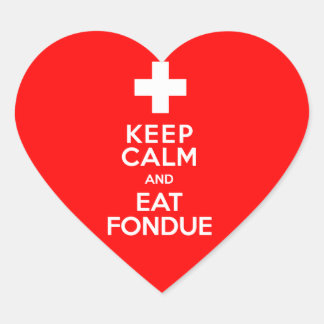 Swiss Party! Keep Calm and Eat Fondue! Heart Sticker