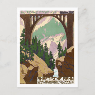 Swiss Railway, Travel, Vintage Postcard