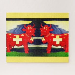 Swiss red cows jigsaw puzzle
