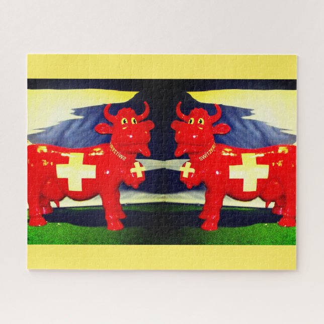 Swiss red cows jigsaw puzzle (Horizontal)