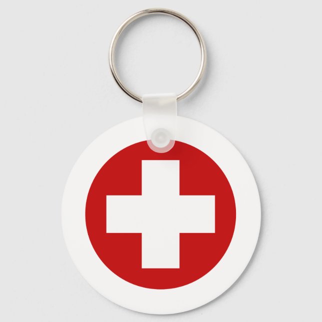 Swiss Red Cross Emergency Recovery Roundell Key Ring (Front)