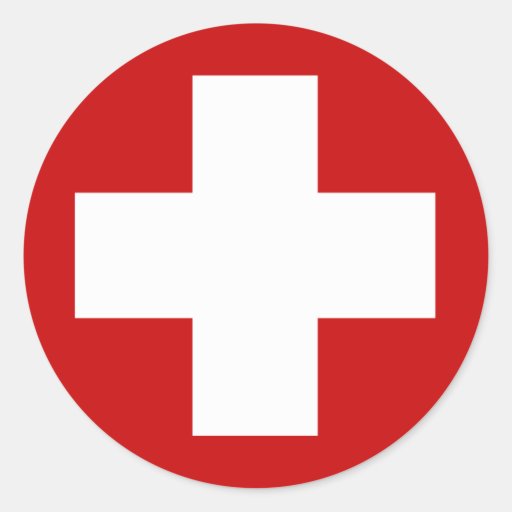 Image of Swiss Red Cross Emergency Roundell Classic Round Sticker