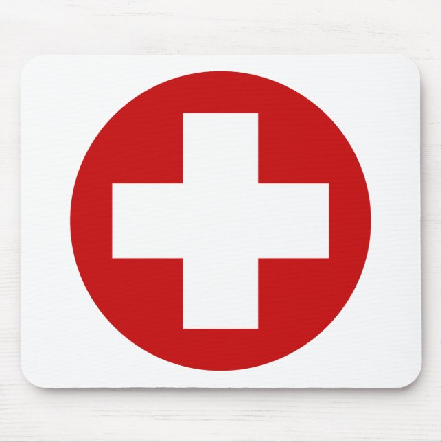 Swiss Red Cross Emergency Roundell Mouse Mat (Front)