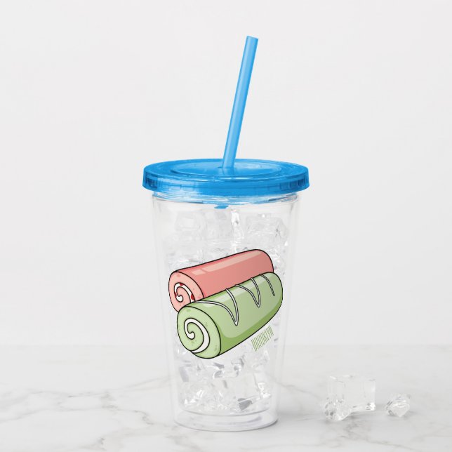 Swiss roll / roll cake cartoon illustration  acrylic tumbler (Back Ice)