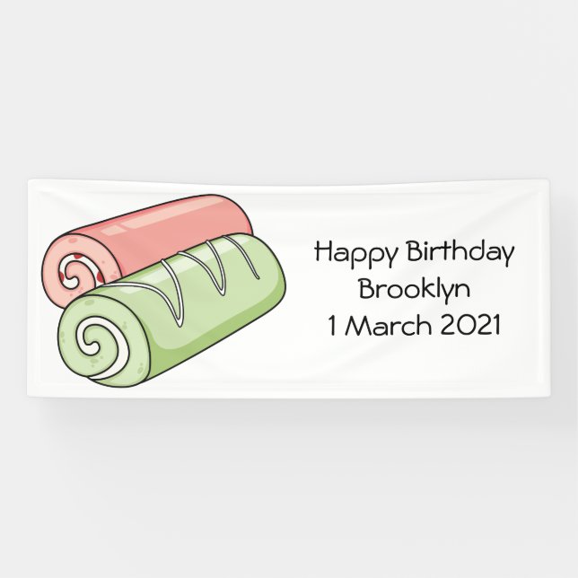 Swiss roll / roll cake cartoon illustration banner (Horizontal)