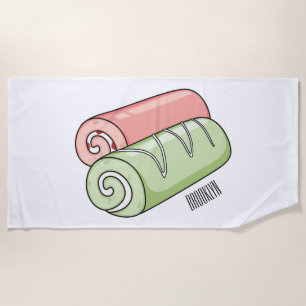 Swiss roll / roll cake cartoon illustration  beach towel