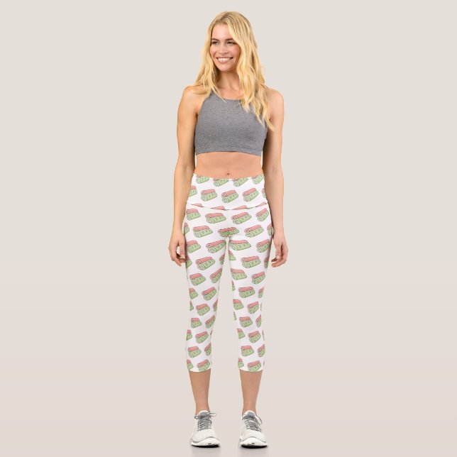 Swiss roll / roll cake cartoon illustration  capri leggings (Front)